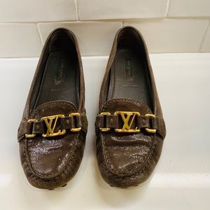 Louis Vuitton Brown Suede Loafer Drivers Size 38